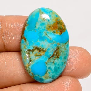 Natural Kingman Turquoise Cabochon Sky Oval  Turquoise Gemstone 30X20X5 mm Size Smooth Both Side Polished Crystal