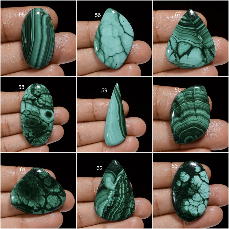 Natural Malachite Cabochon, Loose Gemstone Green Malachite Crystal Smooth Green Beautiful Malachite Gemstone Flat Back Stone As Picture image 7