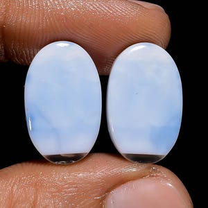 Par de opala azul natural owyhee cabochão 17x10x5 mm par de pedras opala azul owyhee para fazer brincos