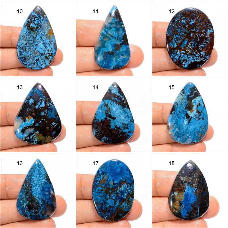 Azurite Cabochon Loose Gemstone Azurite Healing Crystals Azurite Gemstone Azurite Flat Black Stone Natural Azurite Stone Azurite As Picture image 2