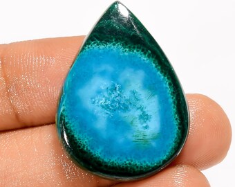 Natuurlijke malachiet chrysocolla cabochon groot groen kristal 30 x 22 x 5 mm maat chrysocolla malachiet steen beide zijden gepolijste steen