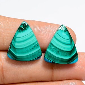 Paire de chrysocolles en malachite naturelle 18 x 16 x 3 mm 23 carats Paire de chrysocolles et de malachites