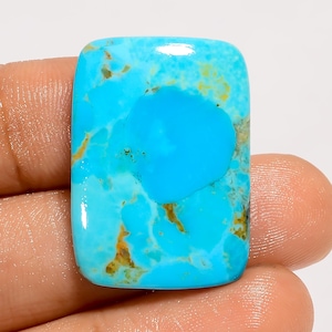 Natural Kingman Turquoise Cabochon Sky Radiant Turquoise Gemstone 28X20X4 mm Size Smooth Both Side Polished Crystal