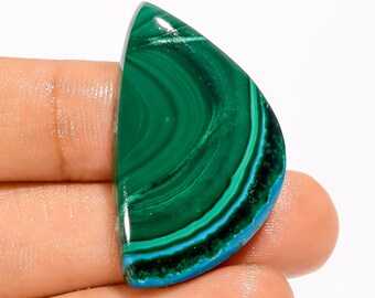 Natuurlijke malachiet chrysocolla cabochon groot groen kristal 34 x 21 x 5 mm maat chrysocolla malachiet steen beide zijden gepolijste steen