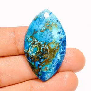 Natuurlijke chrysocolla-edelsteen steen met platte achterkant 37 x 22 x 5 mm (chrysocolla-kristal)