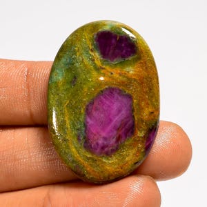 Ruby Fuchsite Gemstone Oval Large Ruby In Fuchsite Crystal 35X24X5 mm Size 54 Carat Ruby Fuchsite Stone