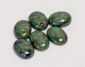 Spiny Copper Azurite Malachite Cabochon Lot - 6 Pieces