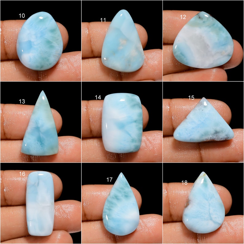 Pietra preziosa sciolta di Larimar naturale Cabochon Bella pietra preziosa di larimar Gioielli avvolgenti in filo, Pietra di cristallo di Heling Larimar per realizzare gioielli immagine 2