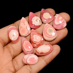 10 stuks natuurlijke rhodochrosiet cabochon veel roze rhodochrosiet kristal 16 x 11 22 x 12 mm maten rhodochrosiet stenen kavel (steen als foto