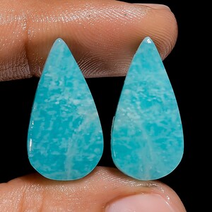 Paire de cabochons en amazonite naturelle Paire d'amazonites 22 x 10 x 4 mm Taille Paire de cristal