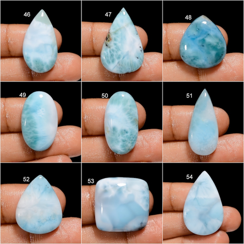 Pietra preziosa sciolta di Larimar naturale Cabochon Bella pietra preziosa di larimar Gioielli avvolgenti in filo, Pietra di cristallo di Heling Larimar per realizzare gioielli immagine 6