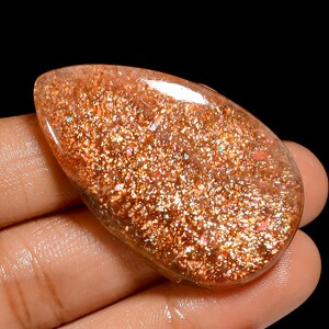 Cabochon di pietra del sole naturale, grande forma a goccia, pietra del sole africana, dimensioni 44X26X7 mm