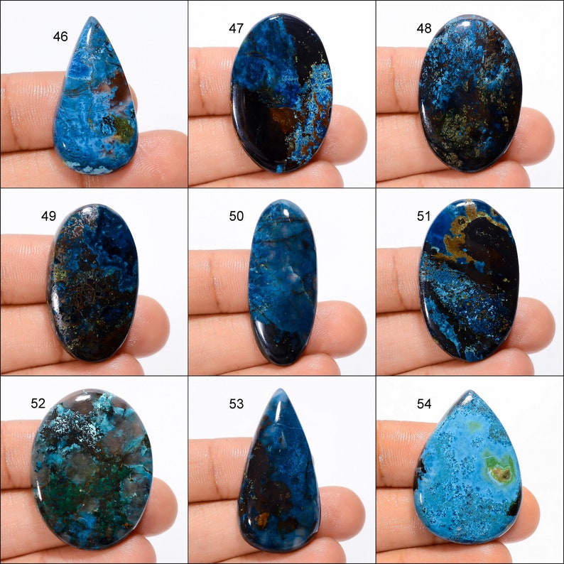 Azurite Cabochon Loose Gemstone Azurite Healing Crystals Azurite Gemstone Azurite Flat Black Stone Natural Azurite Stone Azurite As Picture image 6
