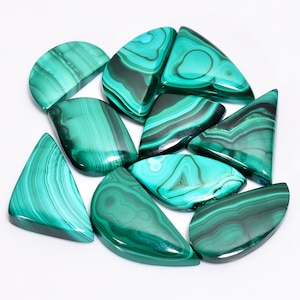 Natural Malachite Cabochon Loose Gemstone Lot 10 Pieces Lot Green Malachite Crystal Lot 20X11 28X14mm 212 Carat Mix Shape Malachite Gemstone