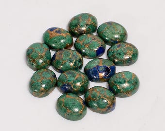 Spiny Copper Azurite Malachite Cabochon Lot (13 Pieces)
