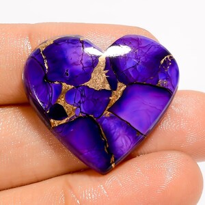 Cabochon turquoise violet coeur en cristal turquoise cuivre violet Turquoise violette 25 x 28 x 5 mm Pierre taille des deux côtés Pierre à dos plat poli