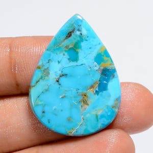Natuurlijke Kingman Turquoise cabochon Sky Drop Turquoise edelsteen 31 x 23 x 4 mm grootte glad aan beide zijden gepolijst kristal