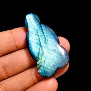 Labradorite Cloud Shape Cabochon, Labradorite Gemstone , Natural Blue Flashy ,Designer Labradorite , Jewelry Making 56 Carat 45X22X7mm Size.