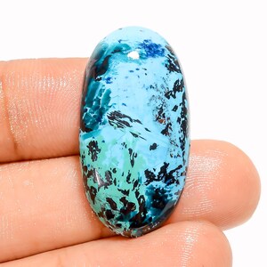 Natural Chrysocolla Gemstone Flat Back Stone 30X16X5 mm Size Chrysocolla Crystal