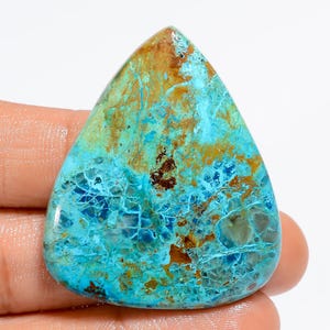 Goccia di cristallo di crisocolla naturale, pietra preziosa di crisocolla, dimensioni 42X35X5 mm, pietra di crisocolla grande