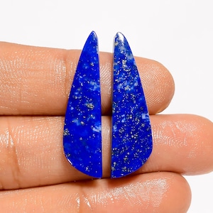 Paire de lapis-lazuli et de pierres précieuses Paire de cabochons de lapis-lazuli bleus, cristal 32 x 8 x 2 mm, pierre pour couple de lapis