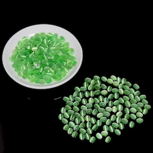 11 x 8 mm Pierres précieuses oeil de chat vertes ovale cristal oeil de chat vert Dos plat poli taille de bague Pierre