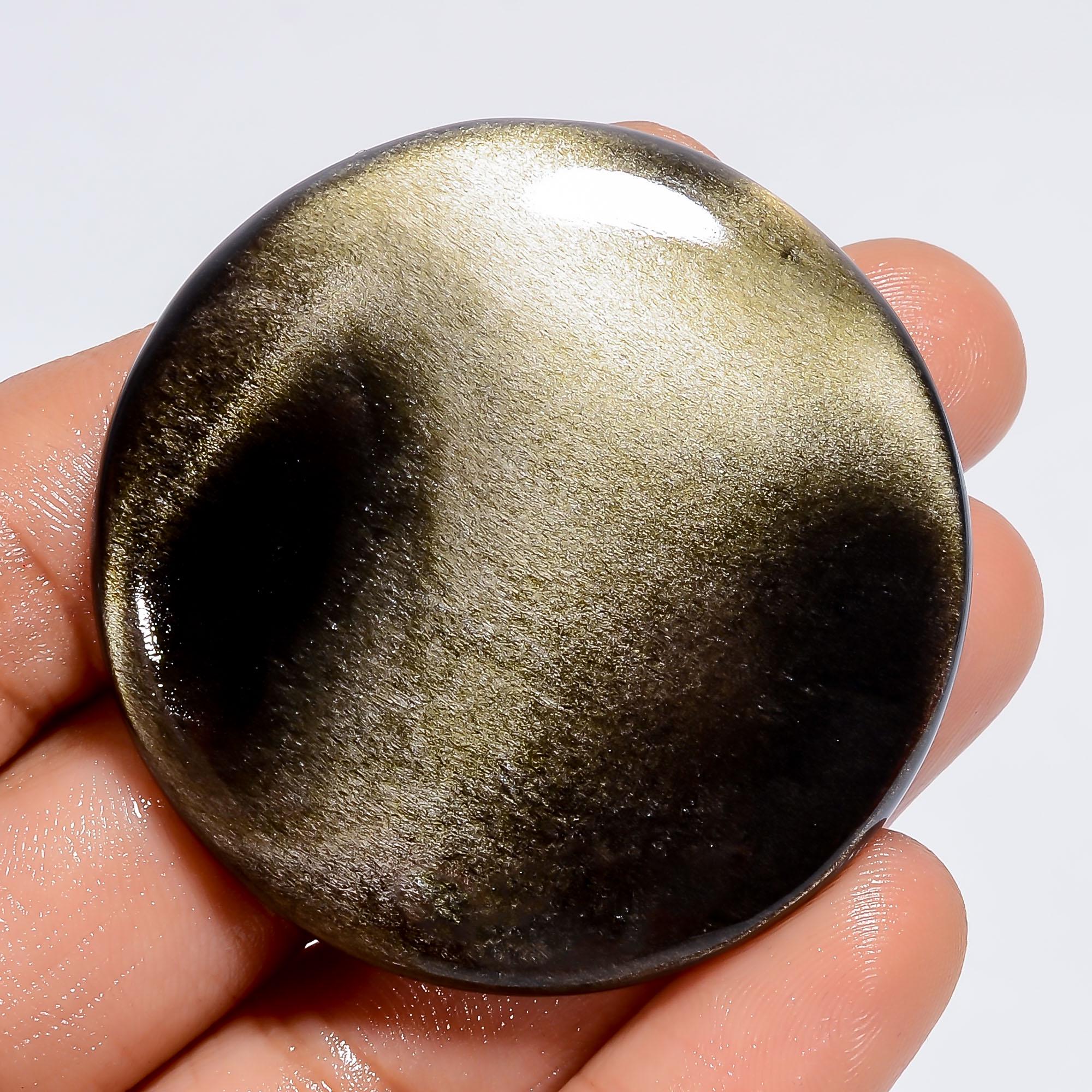 Golden Sheen Obsidian Gemstone Circle Shape Golden Fire Crystal
