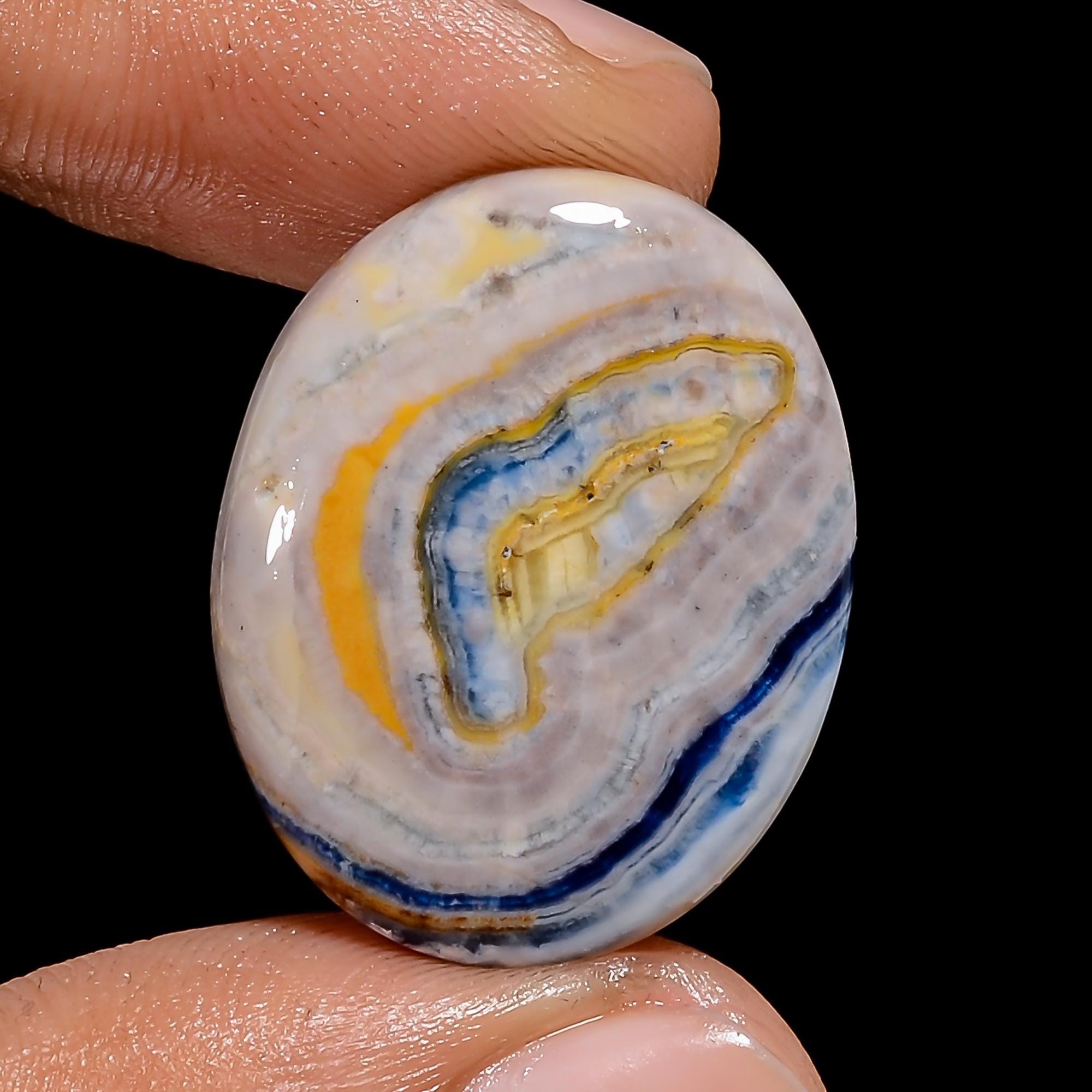 Natural Blue Scheelite Cabochon Oval Shape Crystal Scheelite Crystal 25X19X4 mm Size Scheelite Stone