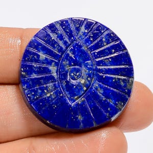 Cerchio Lapislazzuli Cabochon Occhio Intagliato Lapislazzuli Blu Cristallo Occhio Curvo Rotondo Cristallo Blu 29X29X4 mm (Dorso Piatto Entrambi i Lati Lucidati