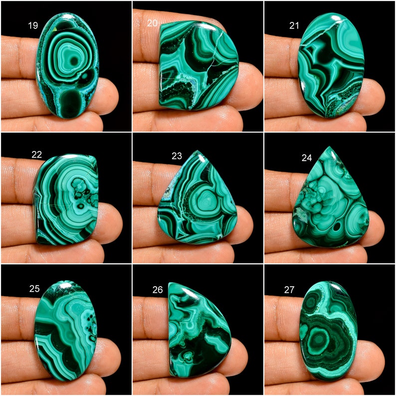 Natural Malachite Cabochon, Loose Gemstone Green Malachite Crystal Smooth Green Beautiful Malachite Gemstone Flat Back Stone As Picture image 3