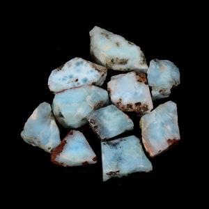 Lote de pedras preciosas naturais de larimar, lote de 10 peças, 14X14, 35 x 16 mm, fatia de larimar, fatia polida, larimar bruta, fatia de pectolita, cabochões de larimar