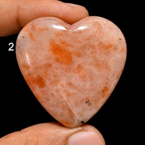 Natural Sunstone Cabochon Heart Orange Sunstone Crystal Heart Shape Crystal 38X38X12 mm Size Stone