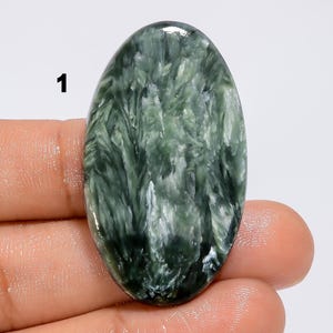 Natürliche Seraphinit Cabochon Lose Seraphinit Edelstein Flache Rückseite Poliert Seraphinit Kristall Grün Seraphinit