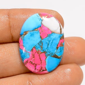 Barbe à papa turquoise forme ovale barbe à papa turquoise cristal 26 x 20 x 4 mm taille bonbon stone