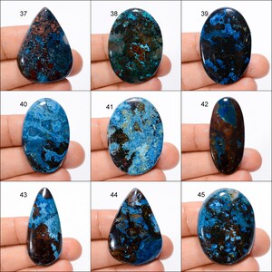 Azurite Cabochon Loose Gemstone Azurite Healing Crystals Azurite Gemstone Azurite Flat Black Stone Natural Azurite Stone Azurite As Picture image 5