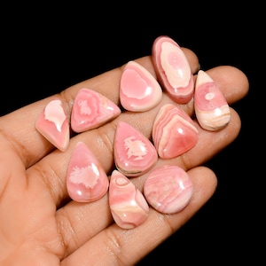 10 stuks natuurlijke rhodochrosiet cabochon veel roze rhodochrosiet kristal 15 x 15 25 x 11 mm maten rhodochrosiet stenen kavel (steen als foto