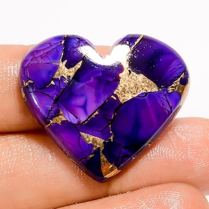 Cabochon turquoise violet coeur en cristal turquoise cuivre violet Turquoise violette 25 x 28 x 5 mm Pierre taille des deux côtés Pierre à dos plat poli