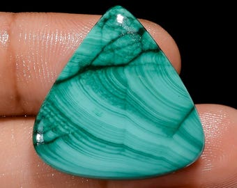 Natural Malachite Gemstone Smooth Malachite Cabochon Loose Gemstone Flat Back Both Side Polished Malachite Crystal Stone Green Malachite