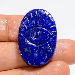 Cabochon ovale di lapislazzuli Occhio di cristallo di lapislazzuli blu intagliato Occhio di cristallo curvo blu 30X19X6 mm Pietra intagliata (retro piatto entrambi i lati lucidati)