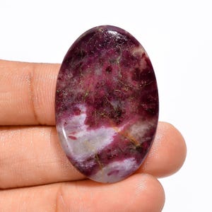 Natural Pink Tourmaline Cabochon Oval Tourmaline Crystal 36X24X5 mm Size Pink Tourmaline Crystal ( Flat back polished)