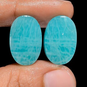 Paire de cabochons en amazonite naturelle Paire d'amazonites 19 x 12 x 4 mm taille la paire cristal