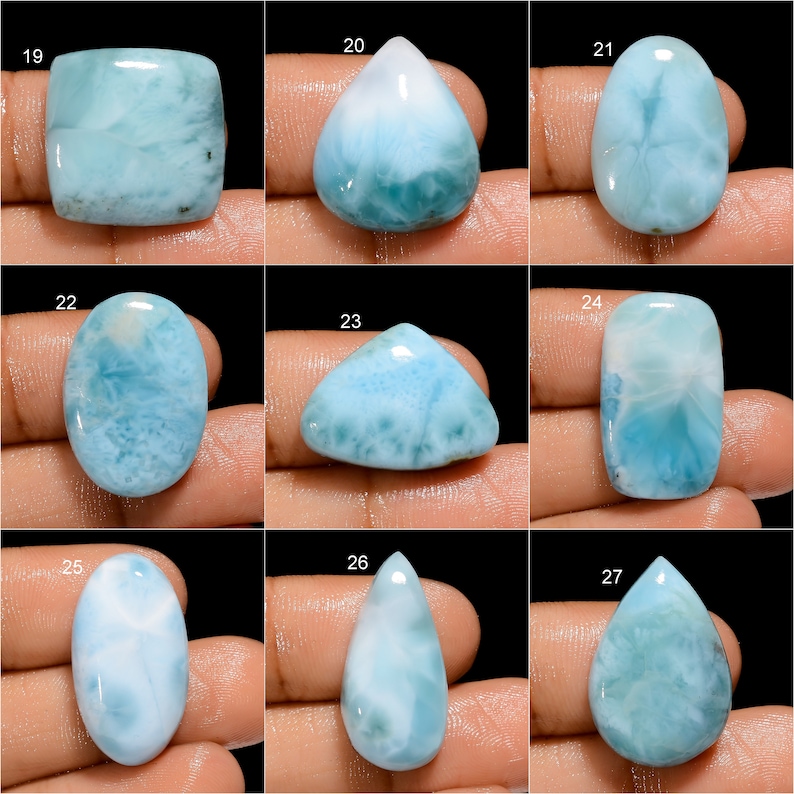 Pietra preziosa sciolta di Larimar naturale Cabochon Bella pietra preziosa di larimar Gioielli avvolgenti in filo, Pietra di cristallo di Heling Larimar per realizzare gioielli immagine 4