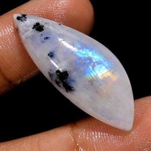 Pierre de lune arc-en-ciel naturelle Pierre de lune de feu bleue Tourmaline noire Fireplay Cabochon de pierre de lune arc-en-ciel de qualité supérieure Belle pierre de lune arc-en-ciel