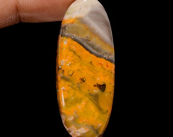 Natural Bumble Bee Jasper Cabochon Loose Gemstone 41X16X5 mm 38 Carat Oval Shape Bumble Bee Jasper Gemstone Jewelry Making Jasper Stone