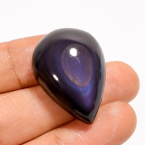 Cabujón de obsidiana de ojo de arcoíris con parte trasera plana y pulida, tamaño 29 x 21 x 11 mm, cristal de ojo de arcoíris.