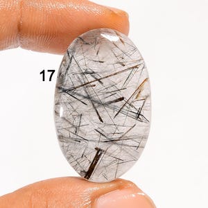 Natural Black Rutile Quartz Cabochon Flat Back High Polish Rutile Quartz Rutile Stone ( Many option to choose)