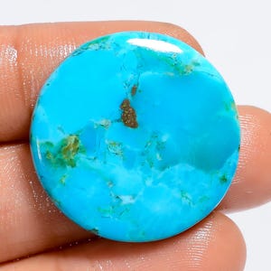 Natural Kingman Turquoise Cabochon Sky Circle Turquoise Gemstone 26X26X4 mm Size Smooth Both Side Polished Crystal