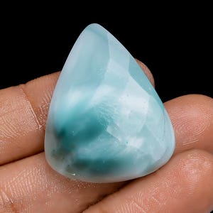 Cabochão de hemimorfita facetada, parte traseira plana, cristal de hemimorfita lapidado polido, tamanho 31 x 23 x 4 mm, pedra de hemimorfita