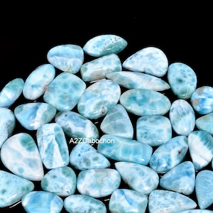Natuurlijke larimar cabochon lot Dominicaanse larimar edelsteen lot blauwe pectoliet larimar zorgensteen lot losse larimar cabochon voor het maken van sieraden