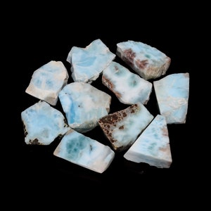 Lote de pedras preciosas naturais de larimar, lote de 10 peças, 20X14, fatia de larimar de 22 x 14 mm, fatia polida, larimar bruta, fatia de pectolita, cabochões de larimar
